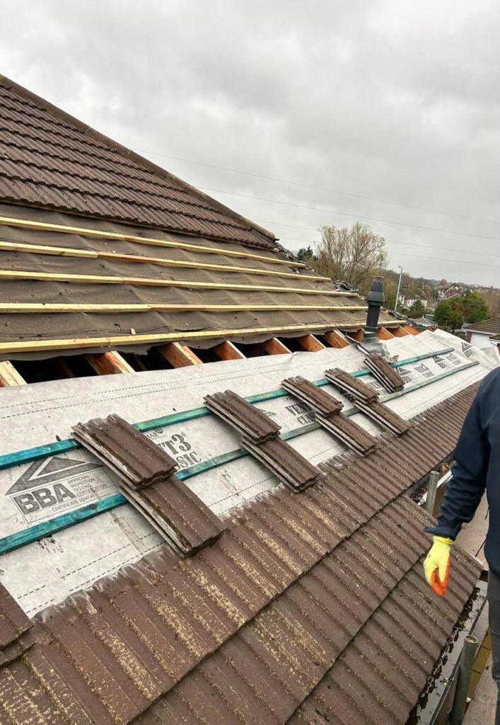 This is a photo of a roof installation being carried out in Griston. Installation carried out by Griston Roofing Services